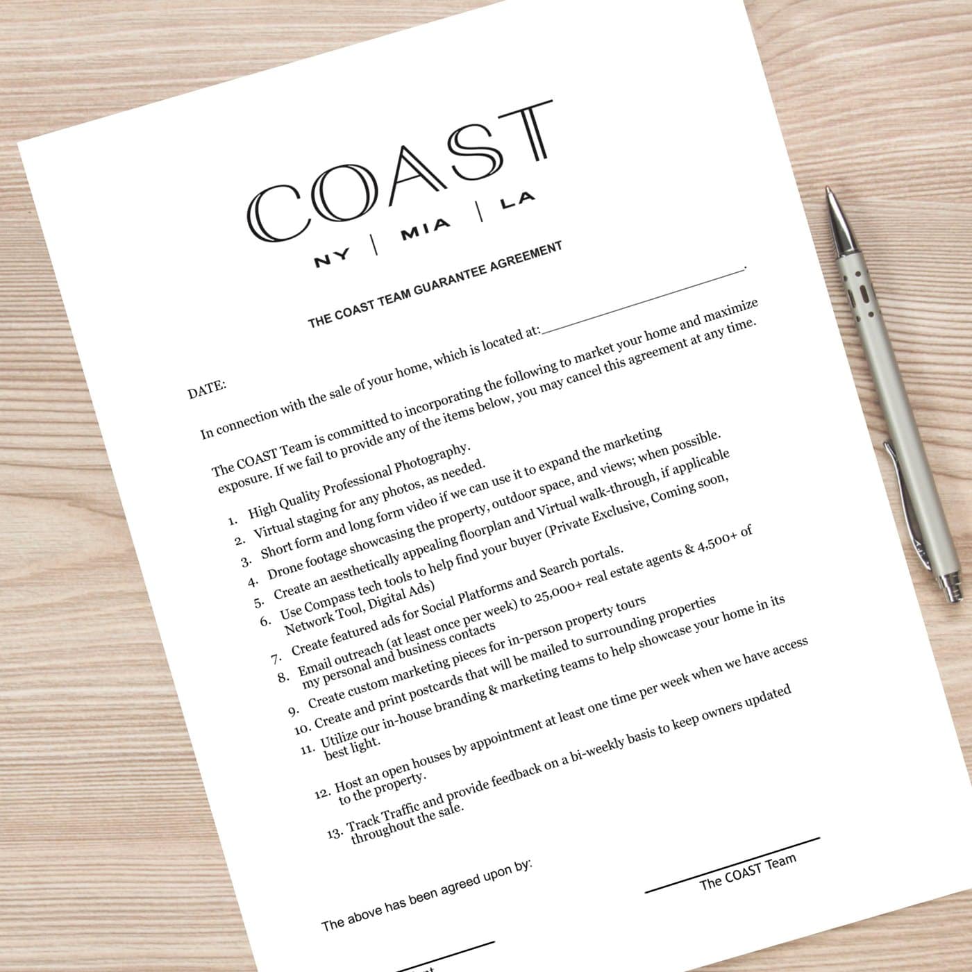 The Coast Team guarantee agreement